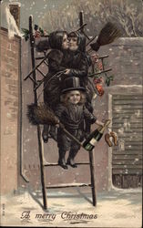 3 Chimney Sweep Children Postcard