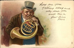 Man Playing French Horn Music Postcard Postcard