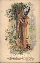 Indian Girl at Base of Tree Postcard