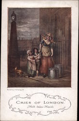 Milkmaid with two Children and Dog Postcard