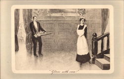 Two Servants, The Man Carrying Glasses Postcard Postcard
