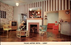 Palms Motor Hotel - Lobby Postcard