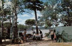 Camp Scene at the Fish Creek Public Campsite in the Adirondacks Postcard