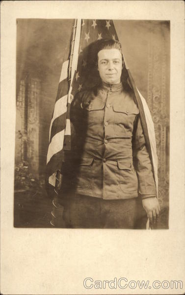 Portrait of Soldier With Flag Army