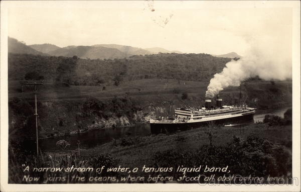 Boat Going Through Canal Panama Canal