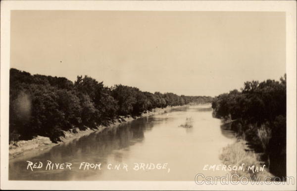 Red River from C.N.R. Bridge Emerson MB Canada Manitoba