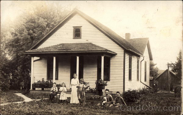 Family In Front Yard Galesburg Illinois
