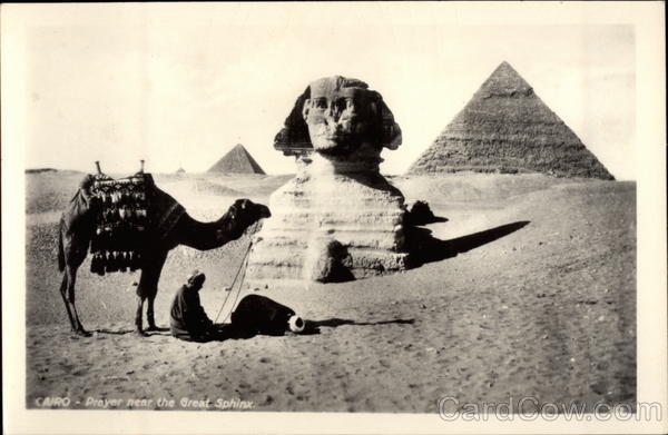 Prayer Near the Great Sphinx Cairo Egypt Africa