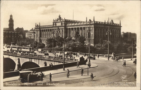 Norrbro med Riksdagshuset (North Bridge with Parliament) Stockholm Sweden