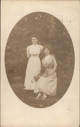 Two Women Posing for Picture Postcard