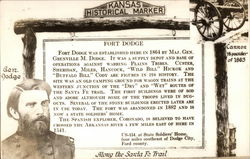 Kansas Historical Marker: Fort Dodge Postcard