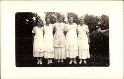Five Women in White Aprons Postcard