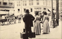 Amish Waiting on Sidewalk Postcard