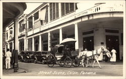 Street Scene With Horse & Carriage Colon, Panama Postcard Postcard