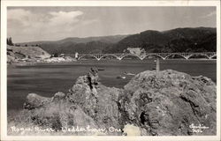 View of Rogue River and Bridge Postcard