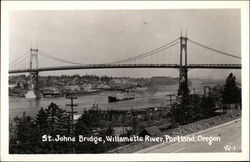 St. John's Bridge, Willamette River Postcard