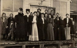 Residents on Wooden Sidewalk Postcard