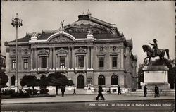 The Theater and the Statue of General Dufour Postcard