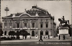 The Theater and the Statue of General Dufour Geneva, Switzerland Postcard Postcard