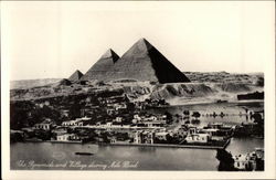 The Pyramids and Village during Nile Flood Postcard