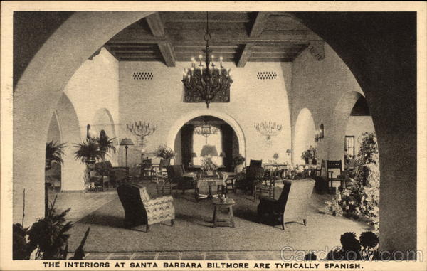 The interiors at Santa Barbara Biltmore are typically Spanish California