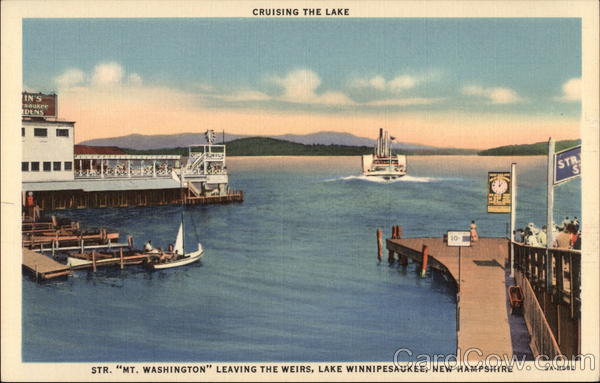 Cruising the Lake - Steamer Mt. Washington, Leaving The Weirs Lake Winnipesaukee New Hampshire