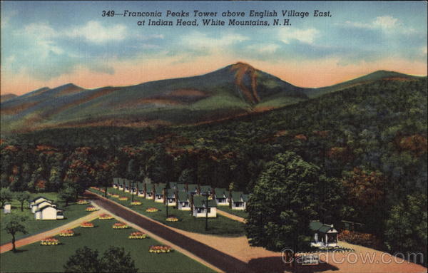 Franconia Peaks Tower above English Village East, at Indian Head Franconia Notch New Hampshire