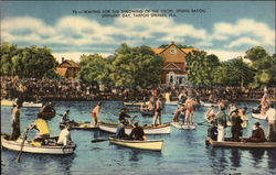Waiting For the Throwing of the Cross Tarpon Springs, FL Postcard Postcard