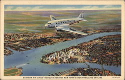Eastern Airline's Douglas Against New York's Ever Thrilling Skyline Postcard