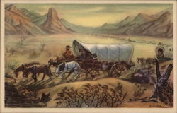 Covered Wagon Diorama, Ghost Town, Knott's Berry Place Buena Park, CA Knott's Berry Farm Postcard Postcard