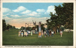 Playground, Orchard Beach, Michigan State Park Postcard