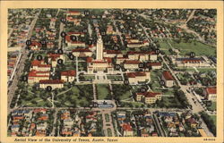 Aerial View of The University of Texas Austin, TX Postcard Postcard