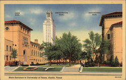 Main Entrance to University of Texas Austin, TX Postcard Postcard