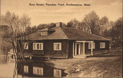 Boat House, Paradise Pond Northampton, MA Postcard Postcard