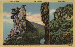 The Old Man, The Watcher, Indian Head Franconia Notch, NH Postcard Postcard