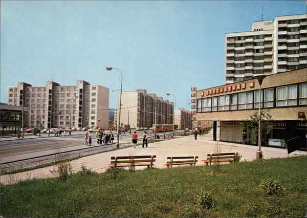 Street Scene and Modern Buildings Prague Czech Republic