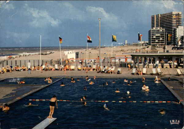 View of Beach and Swimming Pool Oostduinkerke Belgium