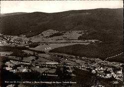 Blick vom Gr. Arber auf Bohm. v. Bayer, Eisenstein mit der Bayer, Tschech, Grenze Postcard