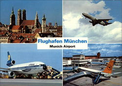 Airport and View of City Postcard