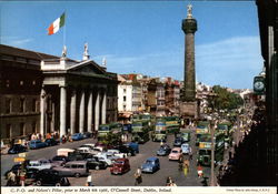 Post Office and O'Connell Street - Post Office and Nelson's Pillar Postcard