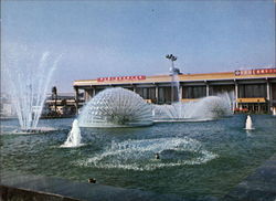 A panorama of the fountain in the front ground of the International Airport of Taipei, Taiwan Postcard