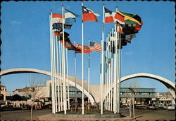 Avenue of Flags and Twin Spans of the New Immigration Station Postcard