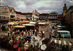 Town Square and Market Tonsberg, Norway Postcard Postcard