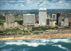 View of beach and Hotels Durban, South Africa Postcard Postcard