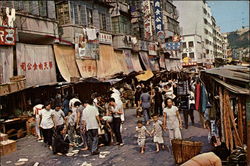 An Open-Air Market in Kowloon Postcard