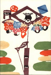 Oriental Painting with Girls and Cooking Pot Postcard