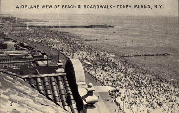 Airplane View of Beach & Boardwalk Coney Island New York