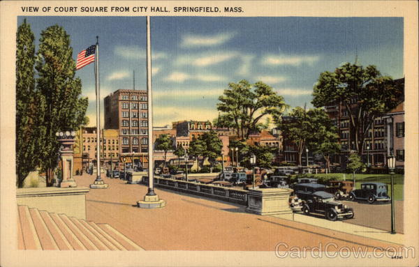 View of Court Square from City Hall Springfield Massachusetts