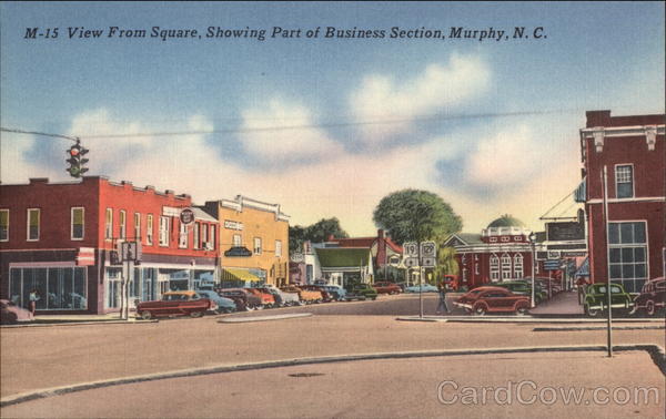 View from Square, Showing Part of Business Section Murphy North Carolina