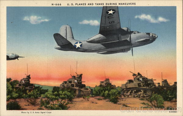 U.S. Planes and Tanks During Maneuvers U. S. Army Signal Corps